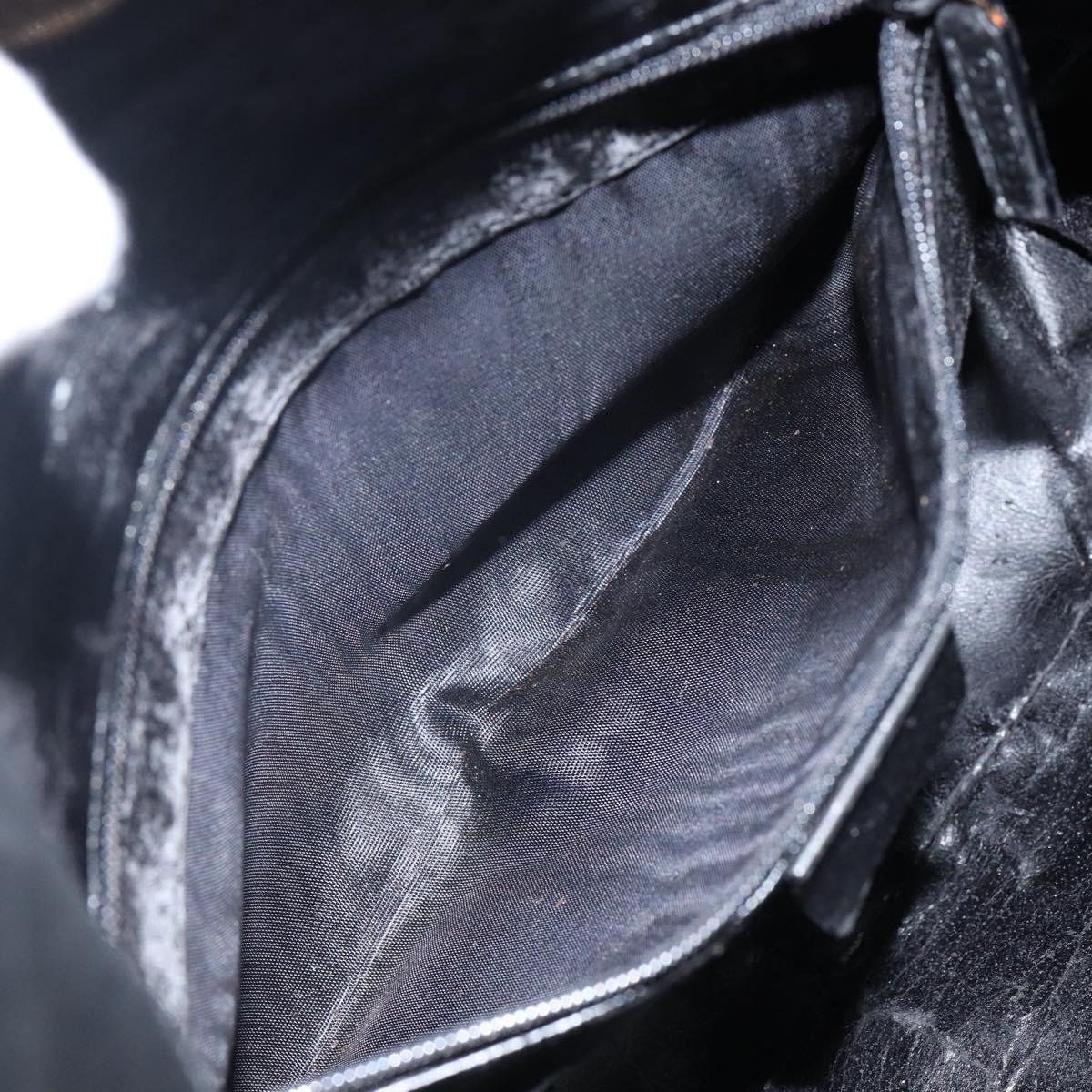 GUCCI Bamboo Hand Bag Leather 2way Black Gold 001 1638 Auth BA5842