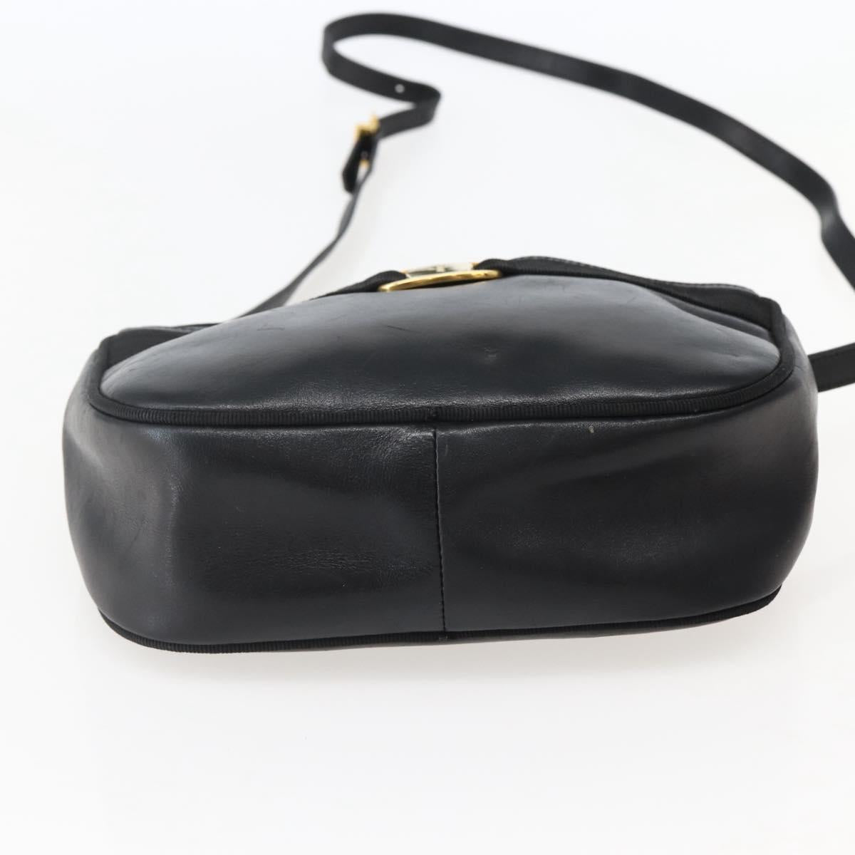Salvatore Ferragamo Vala Shoulder Bag Leather Black Gold Auth BA5848