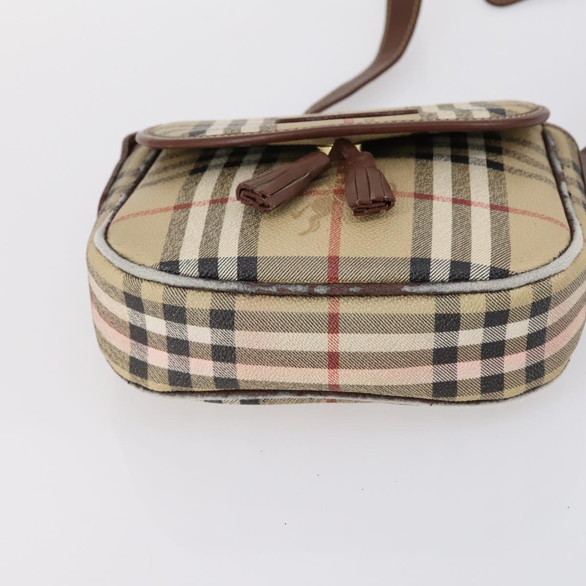 Burberrys Nova Check Shoulder Bag Leather 3Set Beige Brown black Auth BA5851
