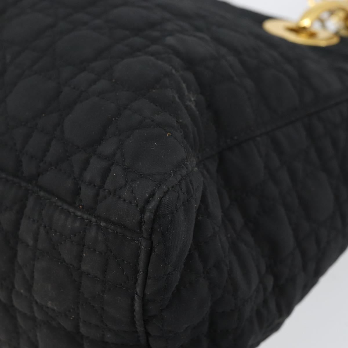 Christian Dior Canage Hand Bag Nylon Black Gold Auth BA5864