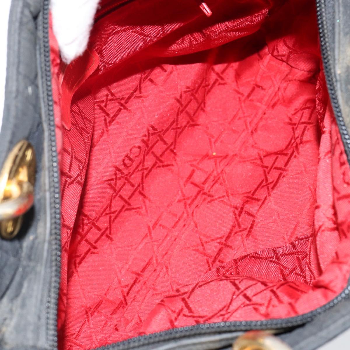 Christian Dior Canage Hand Bag Nylon Black Gold Auth BA5864