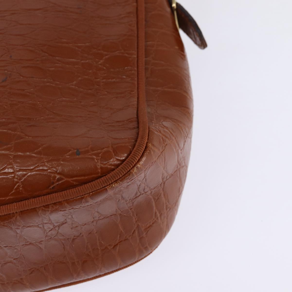 Salvatore Ferragamo Vala Shoulder Bag Leather Brown Gold Auth BA5869