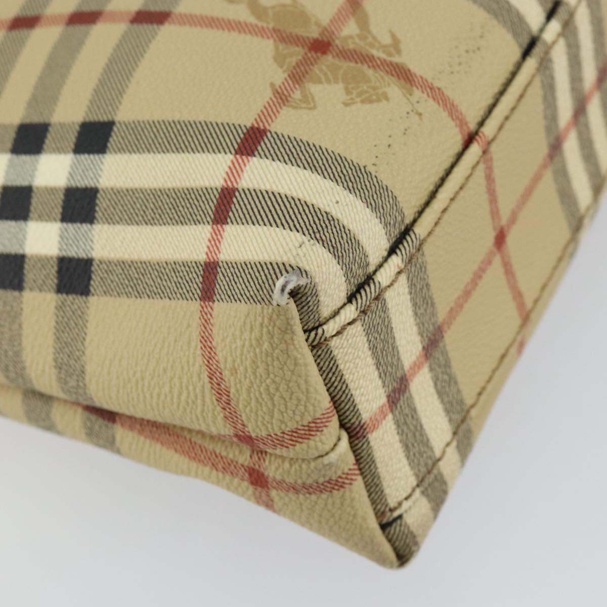 Burberrys Nova Check Tote Bag PVC Beige Gold Auth BA5886