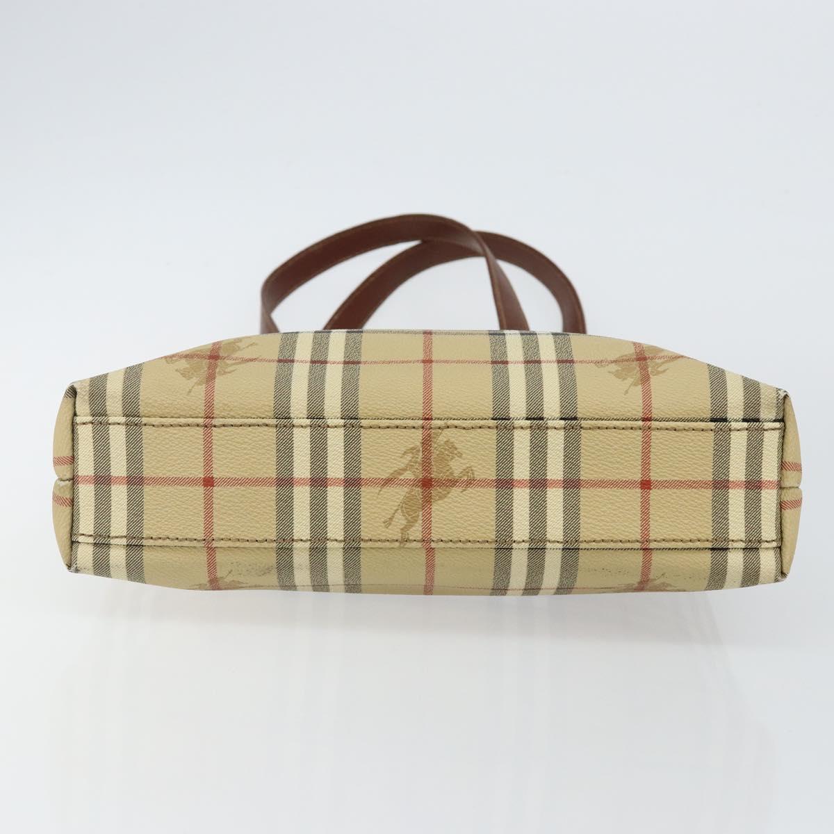 Burberrys Nova Check Tote Bag PVC Beige Gold Auth BA5886