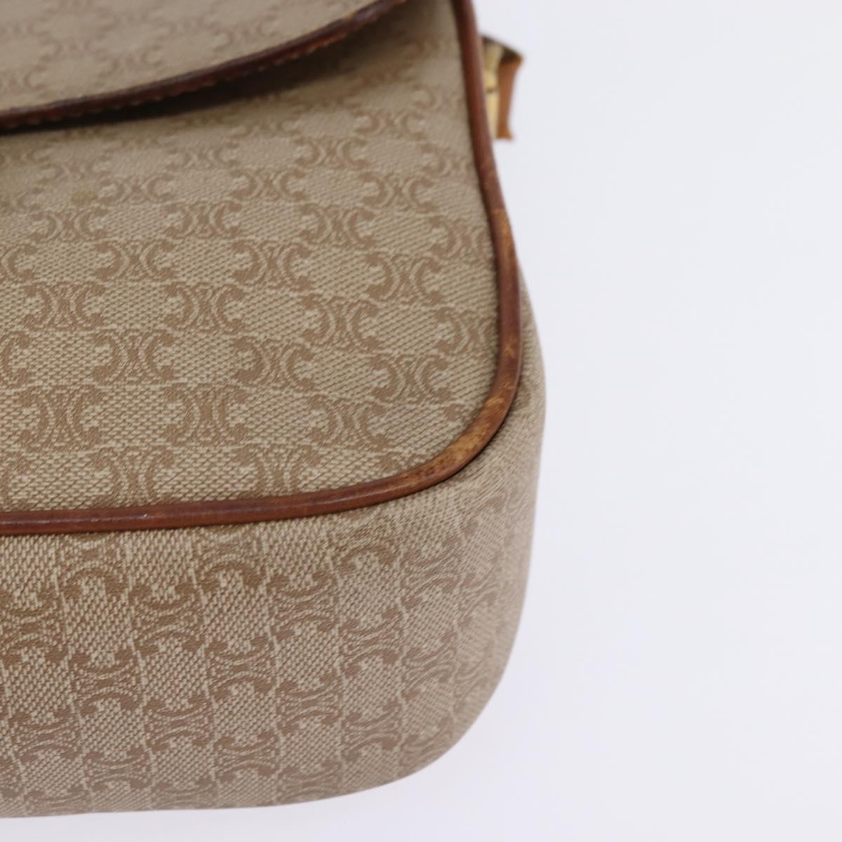 CELINE Macadam Canvas Shoulder Bag PVC Beige Gold Auth BA5887