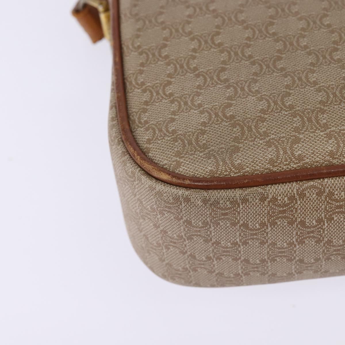 CELINE Macadam Canvas Shoulder Bag PVC Beige Gold Auth BA5887