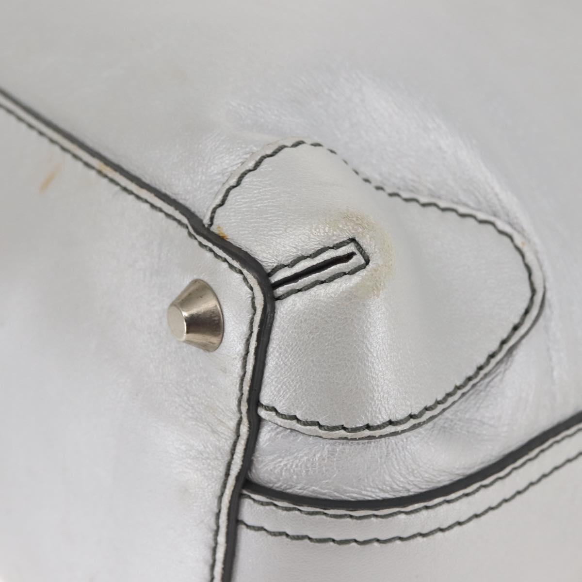 Chloe Hand Bag Leather Silver Auth BA5890