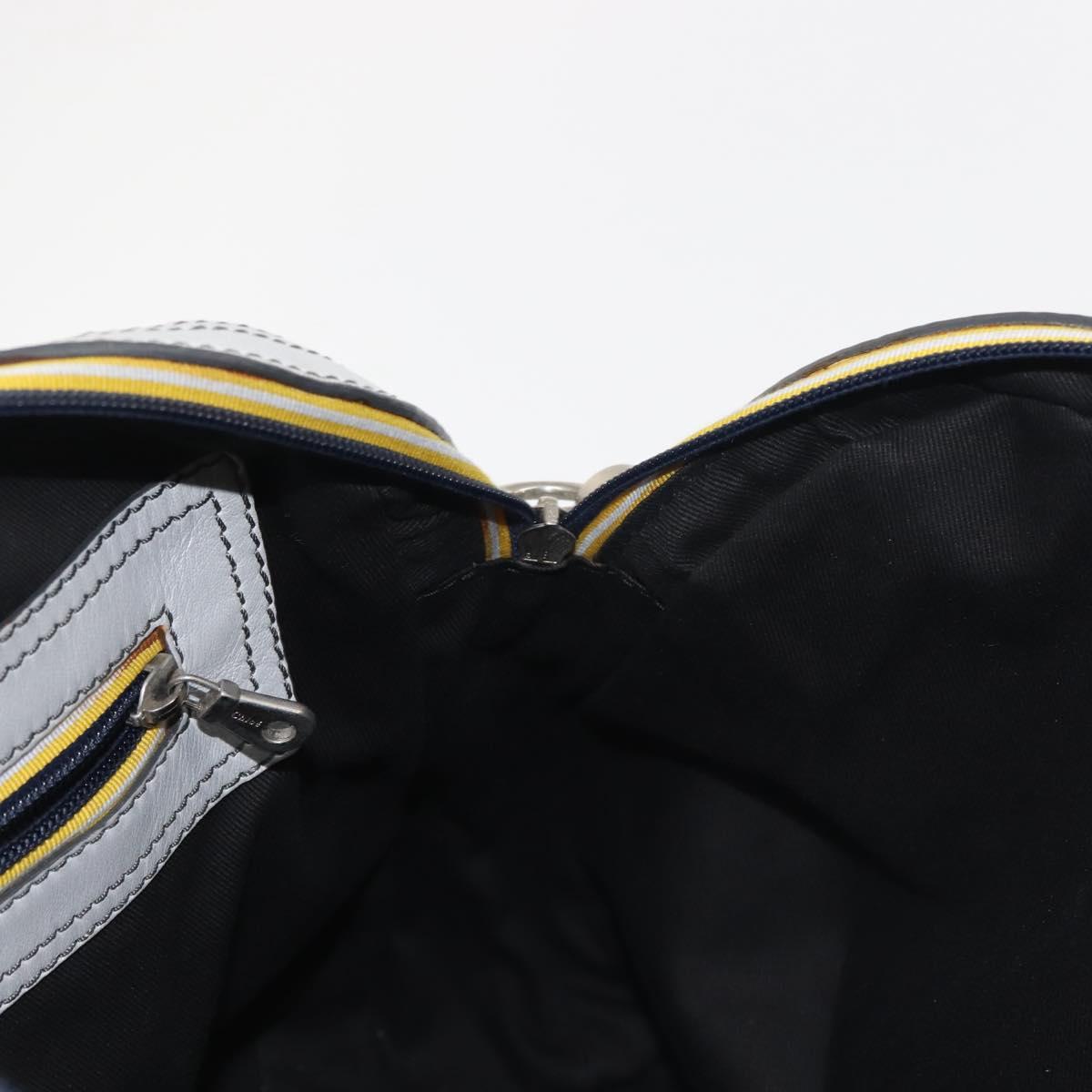 Chloe Hand Bag Leather Silver Auth BA5890