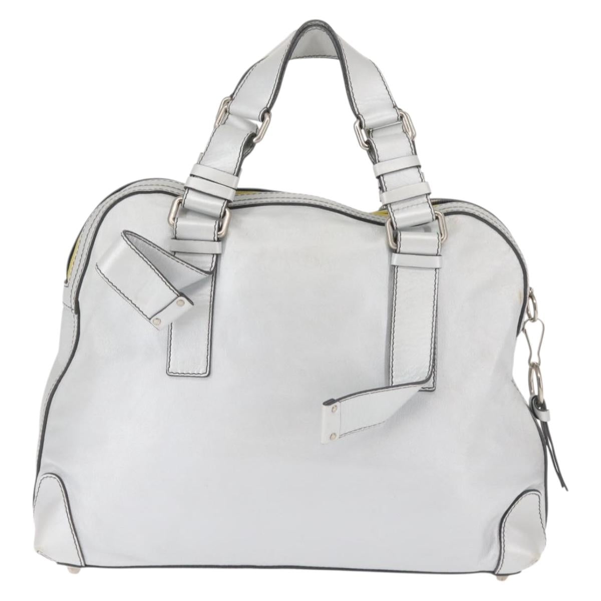 Chloe Hand Bag Leather Silver Auth BA5890
