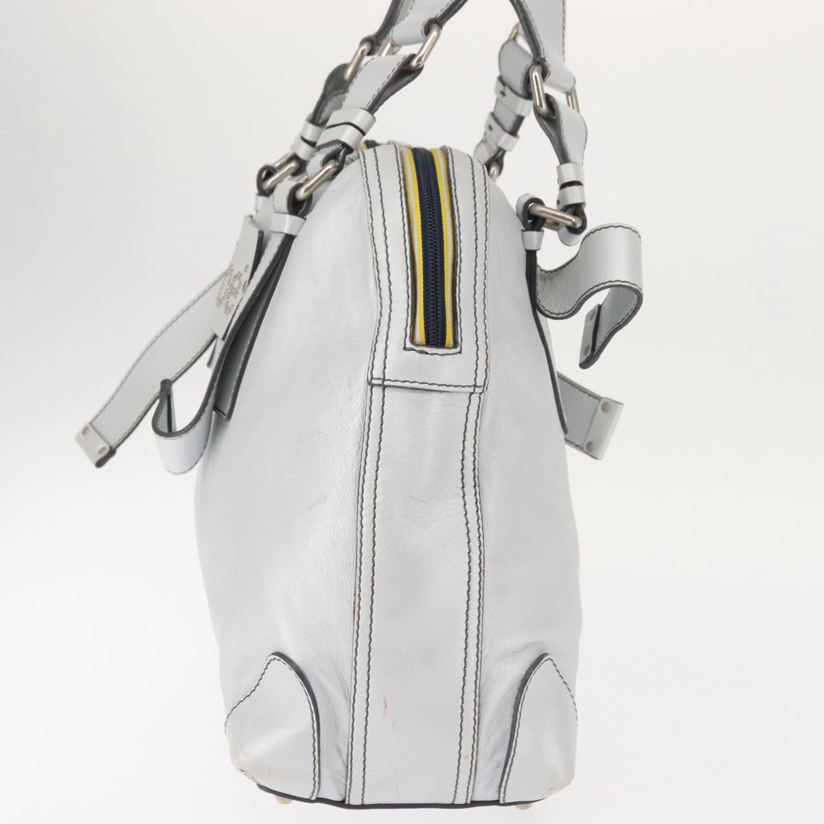 Chloe Hand Bag Leather Silver Auth BA5890