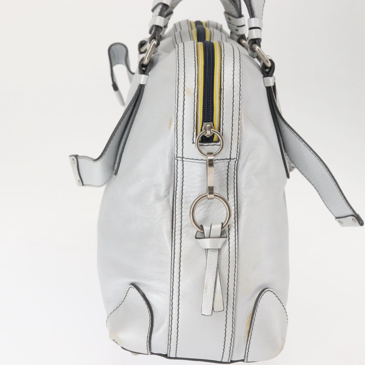Chloe Hand Bag Leather Silver Auth BA5890