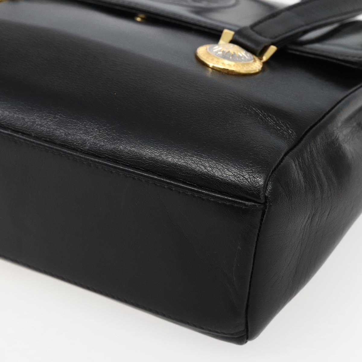 Gianni Versace Shoulder Bag Leather Black Gold Auth BA5891