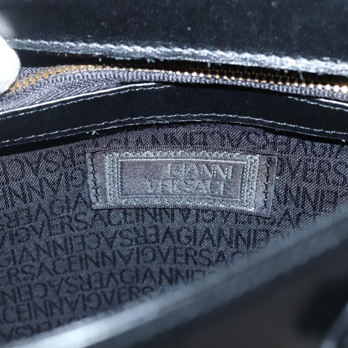 Gianni Versace Shoulder Bag Leather Black Gold Auth BA5891