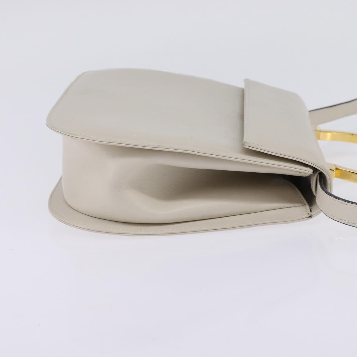 Salvatore Ferragamo Hand Bag Leather 2way White Gold Auth BA5896