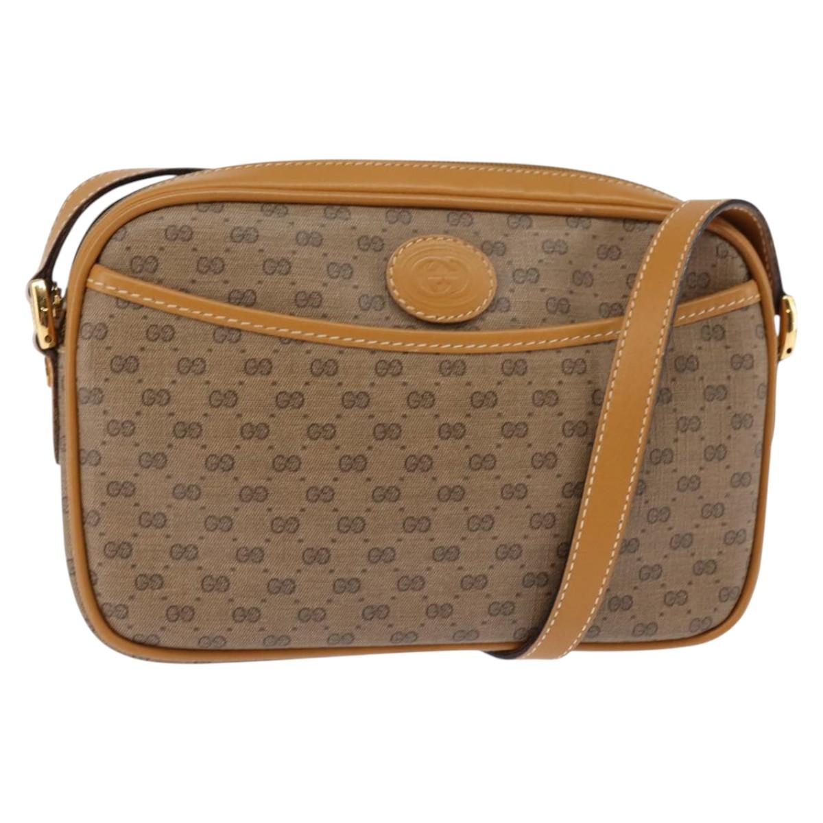 GUCCI Micro GG Supreme Shoulder Bag PVC Beige Gold 007 56 0095 Auth BA5899