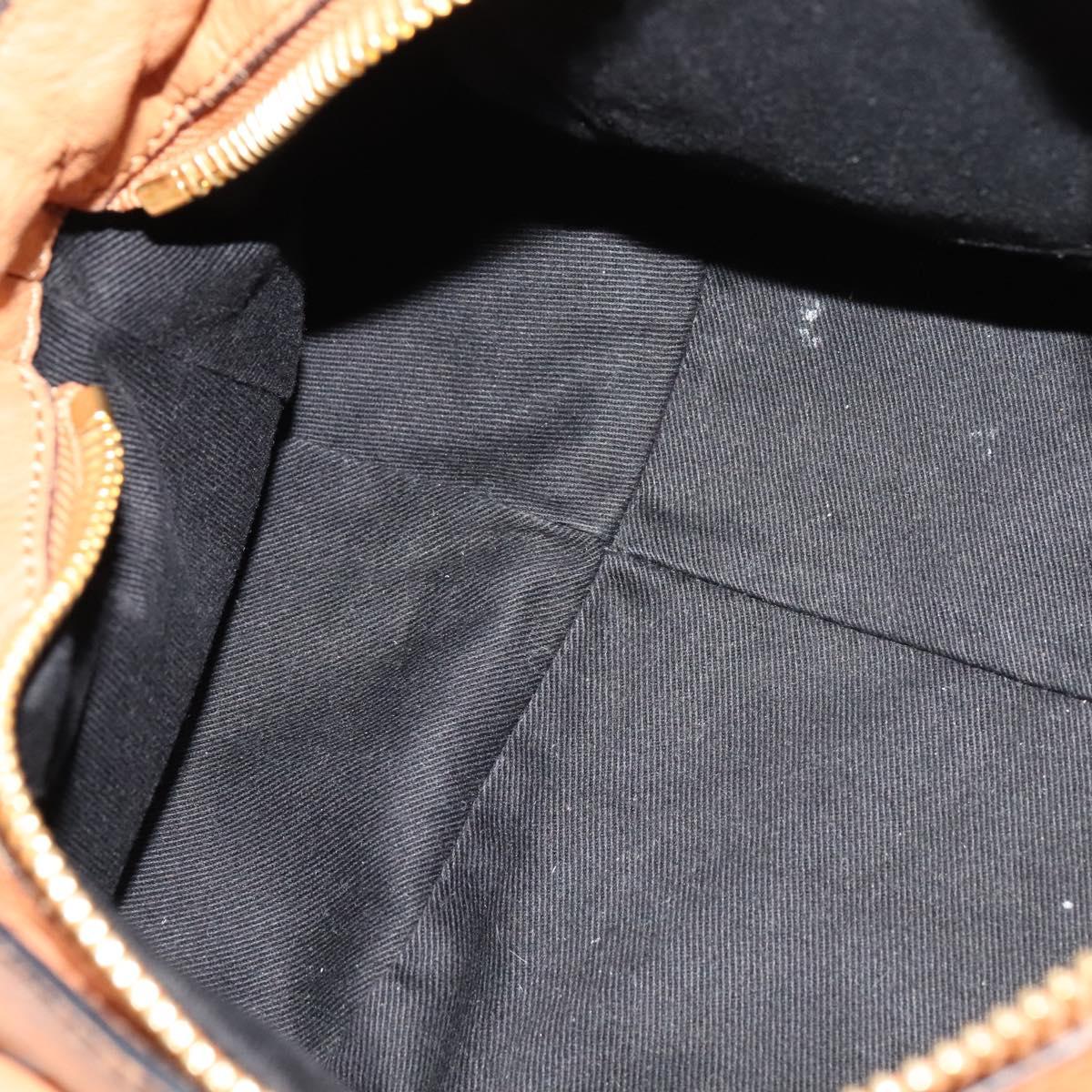 Chloe Hand Bag Leather 2way Brown Gold Auth BA590