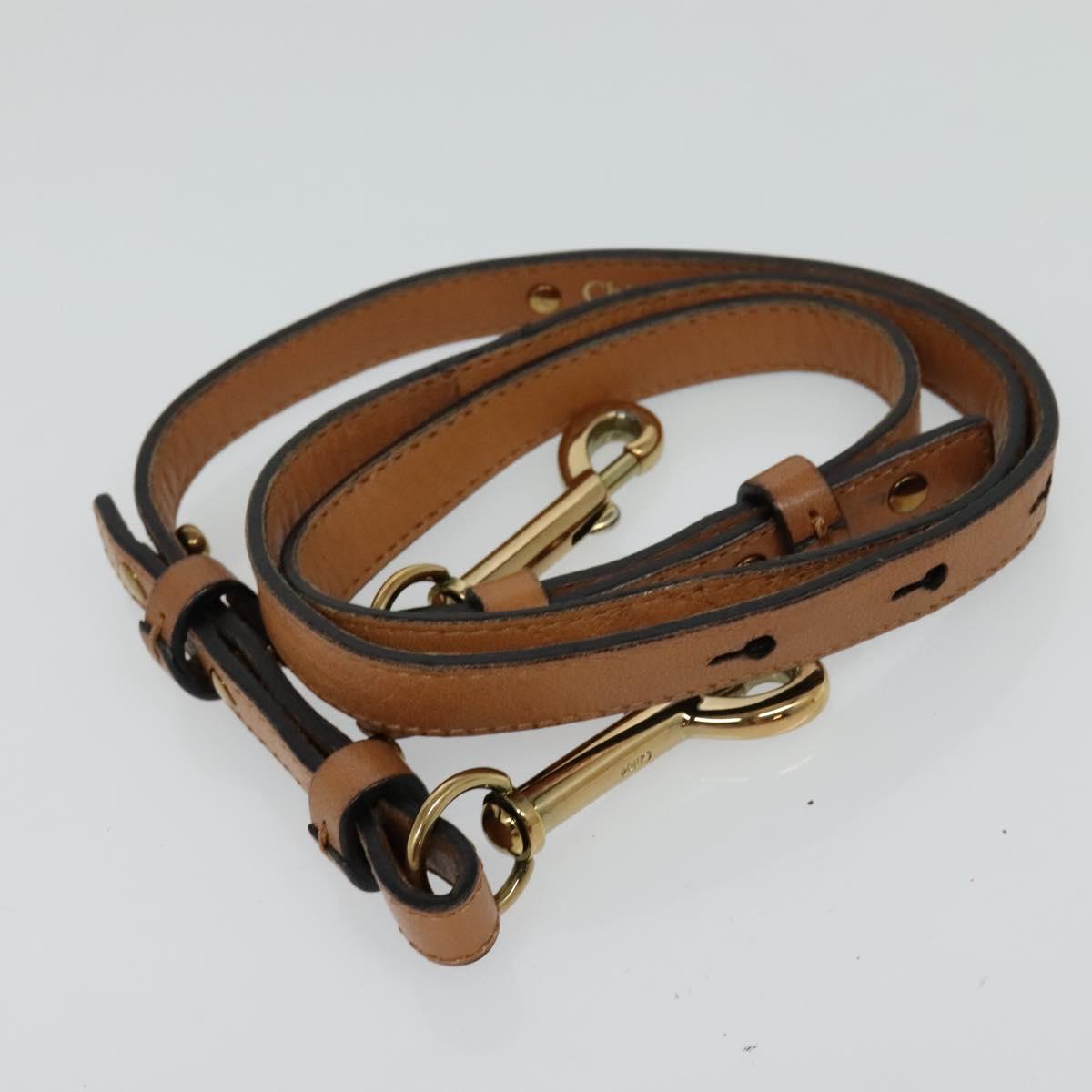 Chloe Hand Bag Leather 2way Brown Gold Auth BA590