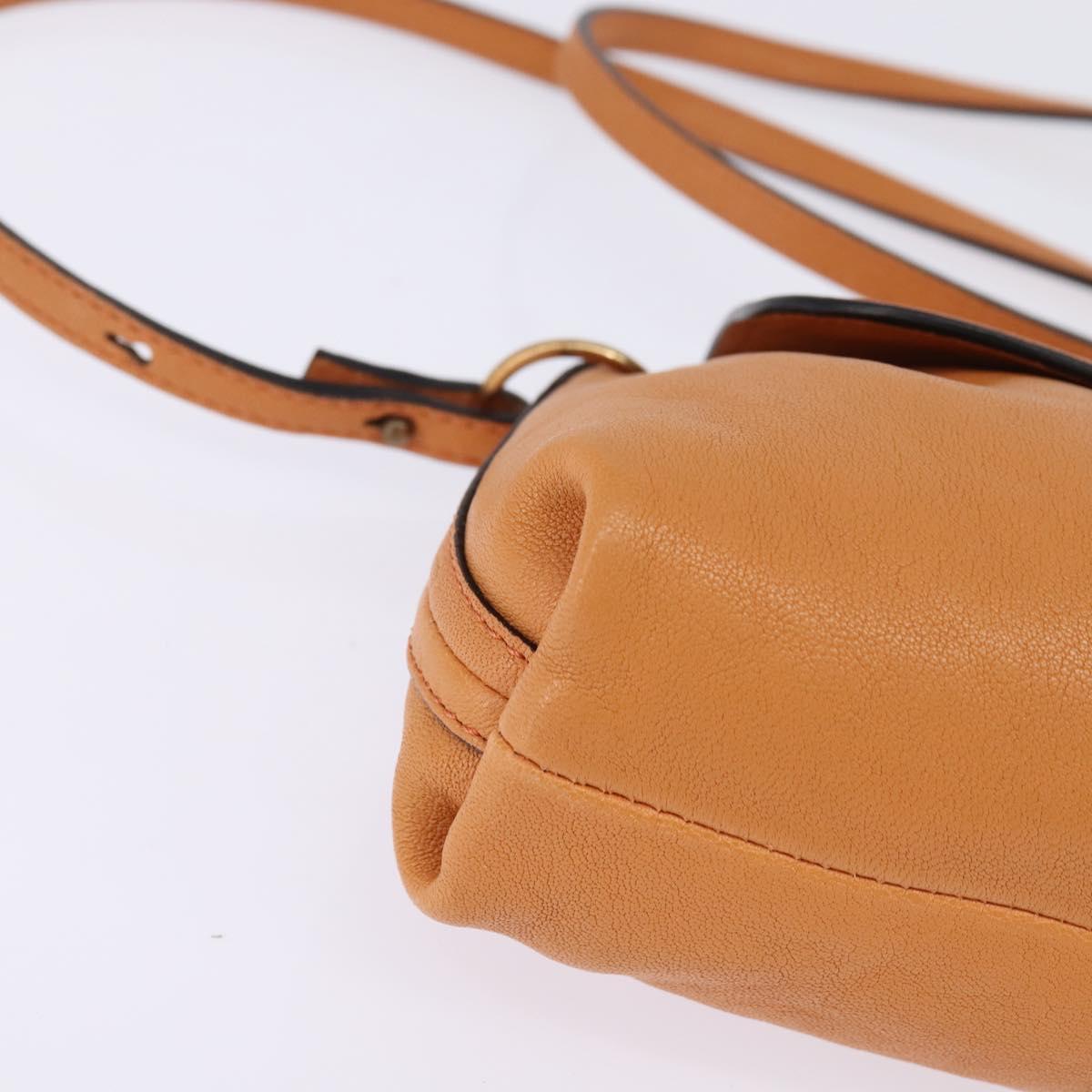 Chloe Shoulder Bag Leather Orange Gold Auth BA5902