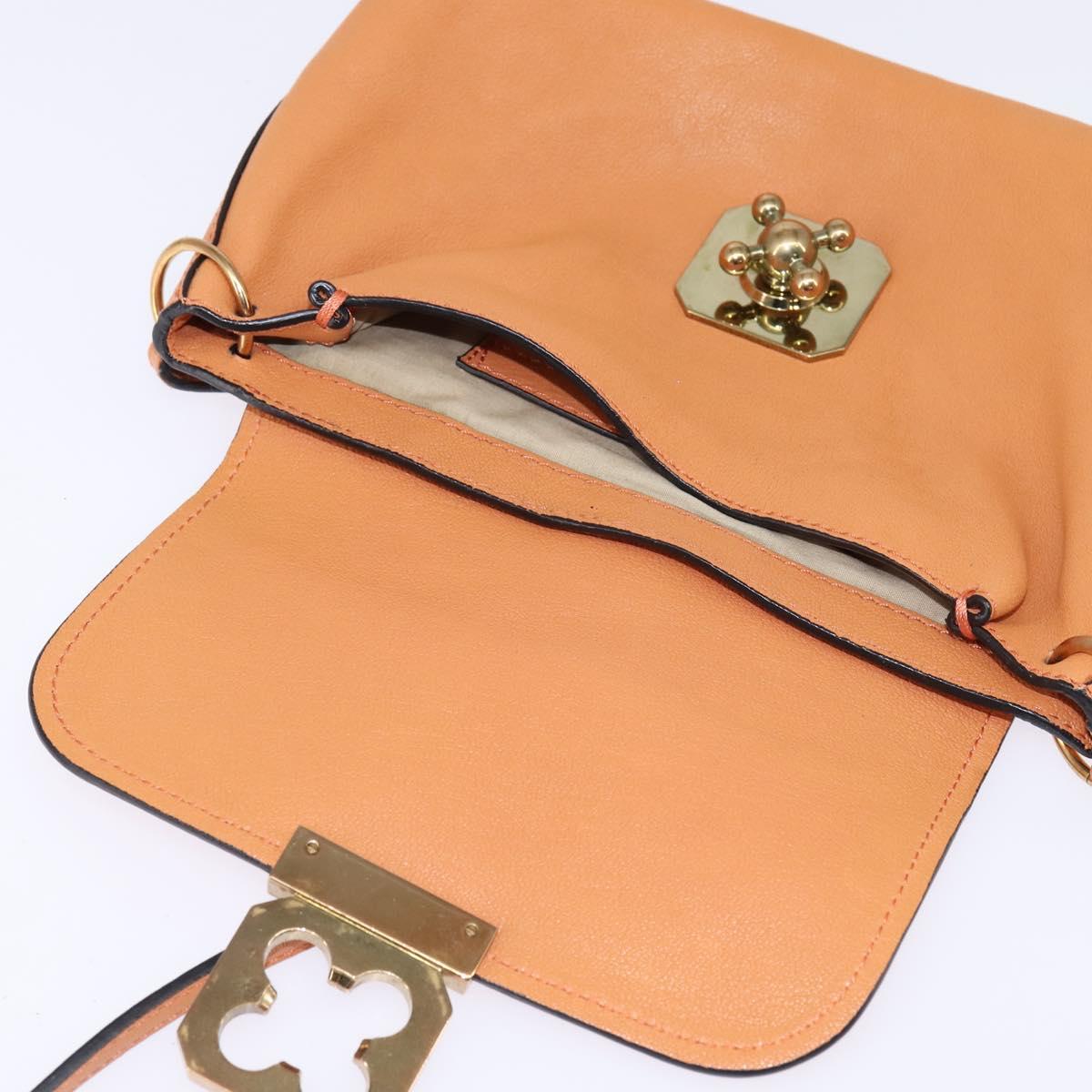 Chloe Shoulder Bag Leather Orange Gold Auth BA5902