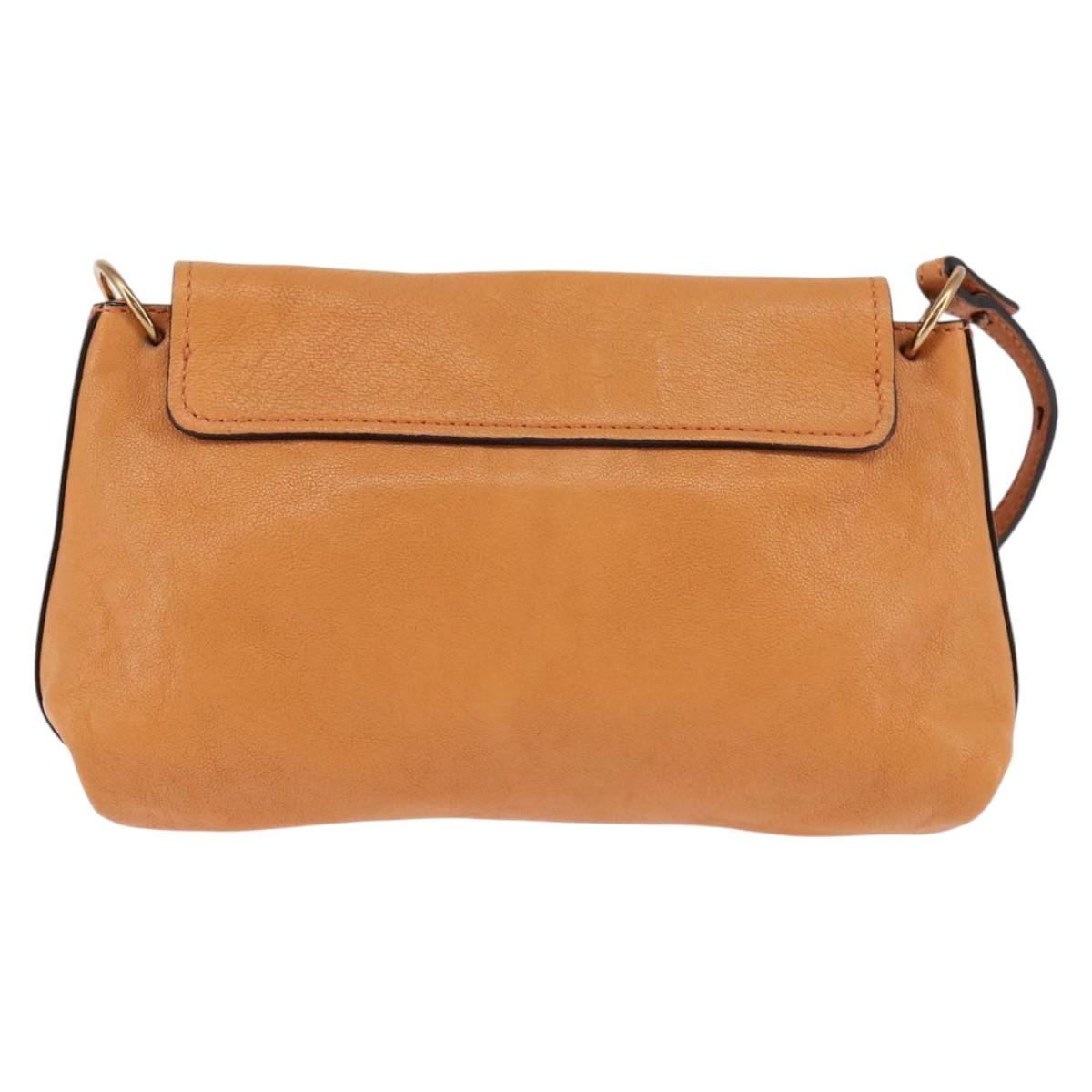 Chloe Shoulder Bag Leather Orange Gold Auth BA5902
