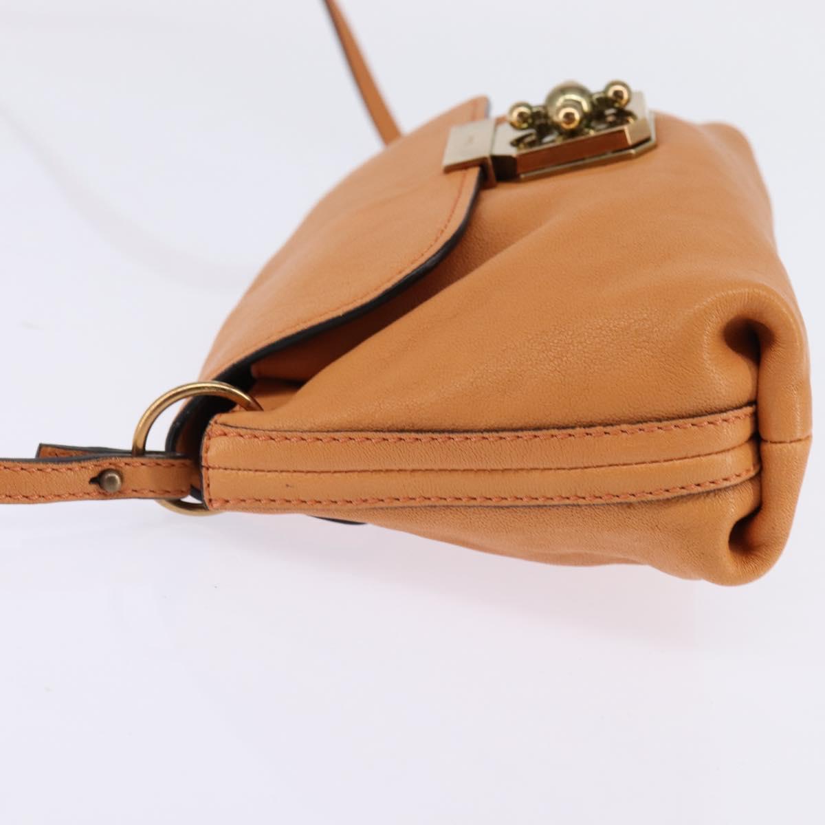 Chloe Shoulder Bag Leather Orange Gold Auth BA5902