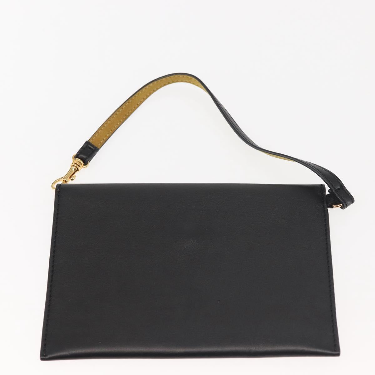 Stella MacCartney Hand Bag Leather Black Gold Auth BA5904