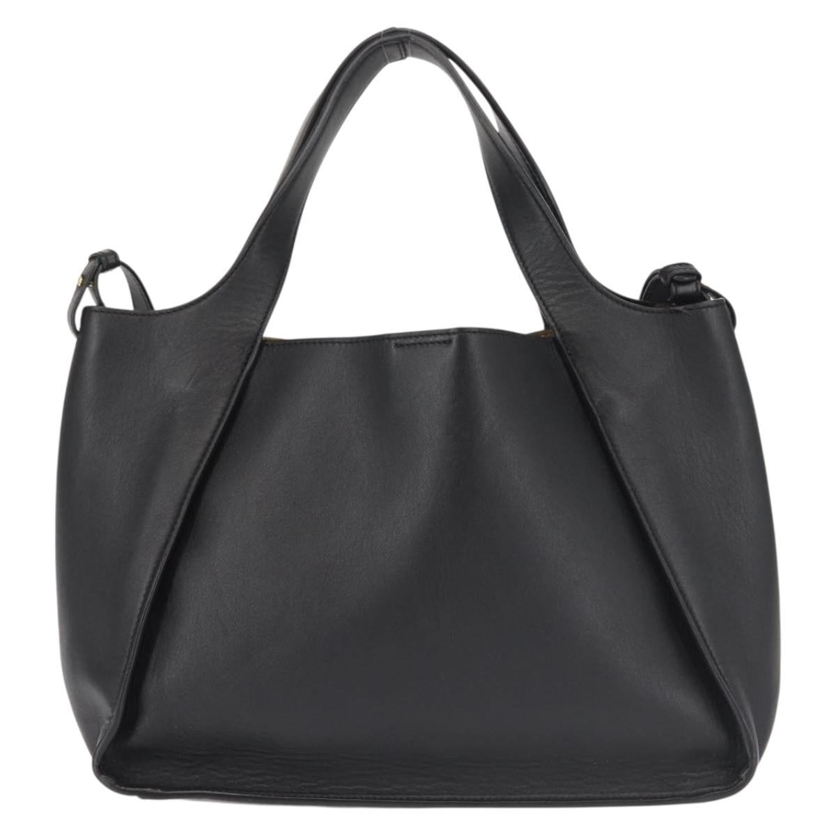 Stella MacCartney Hand Bag Leather Black Gold Auth BA5904