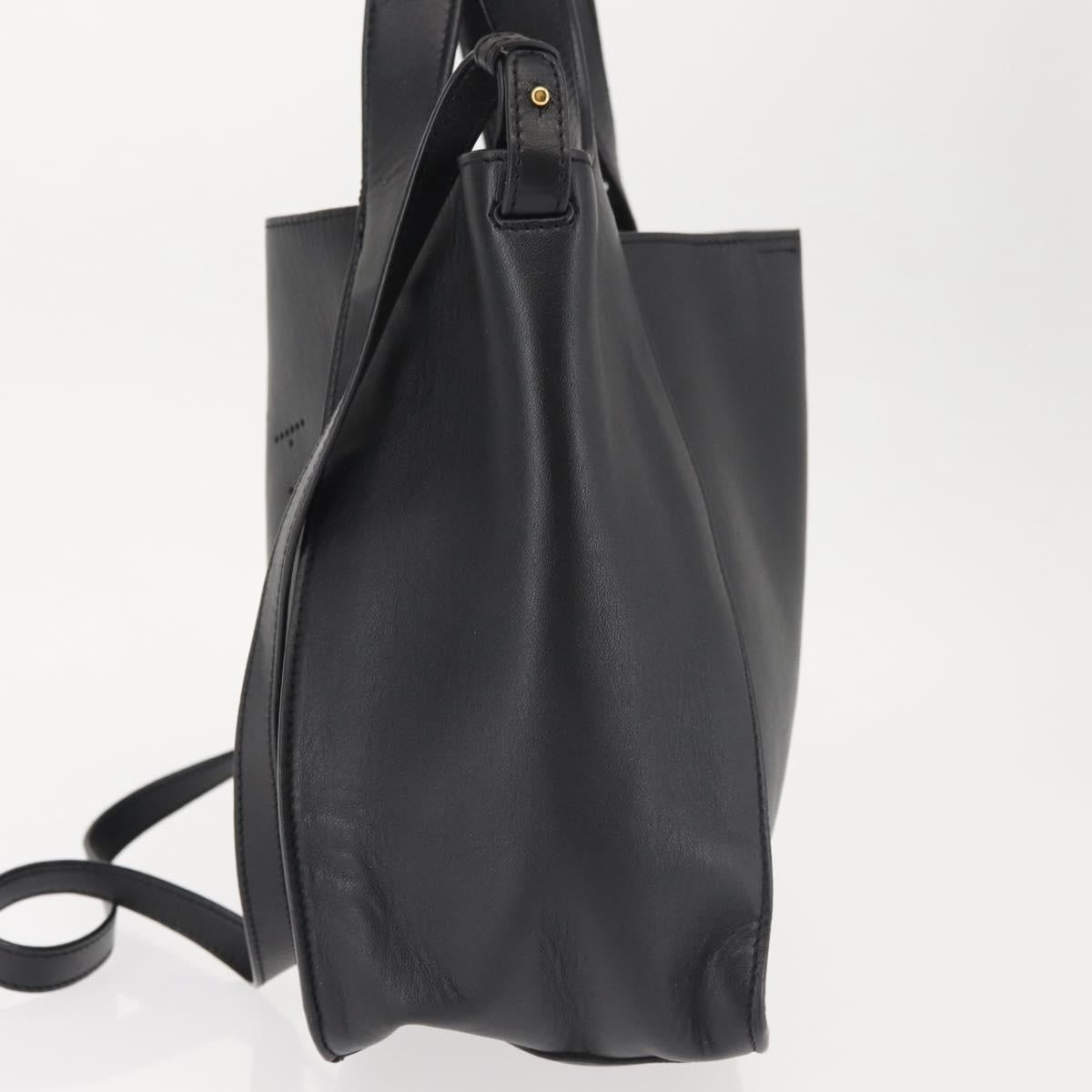 Stella MacCartney Hand Bag Leather Black Gold Auth BA5904