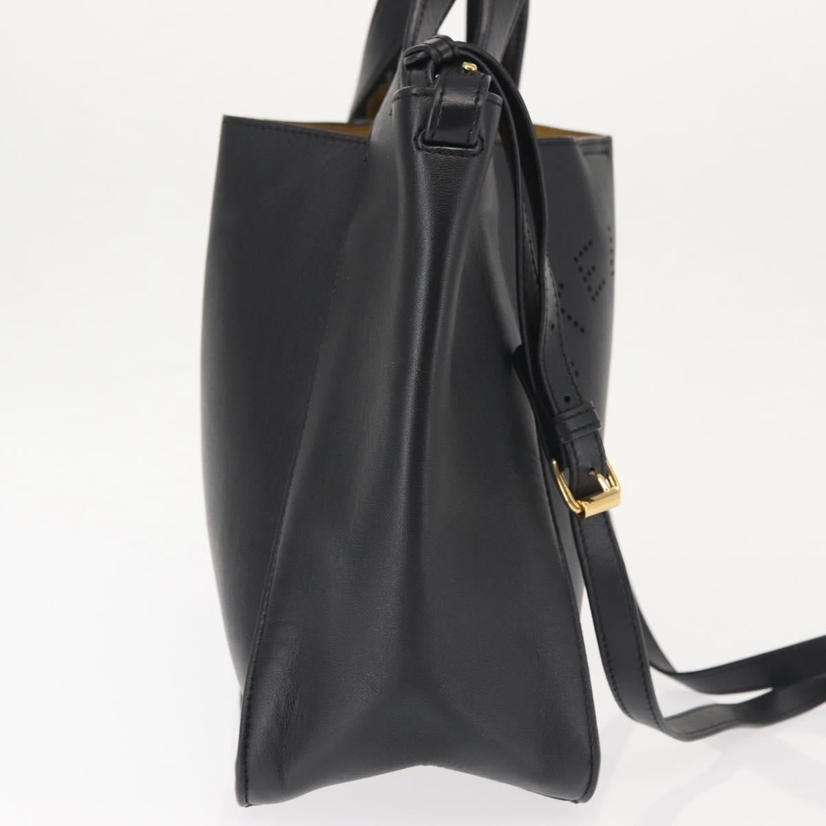 Stella MacCartney Hand Bag Leather Black Gold Auth BA5904