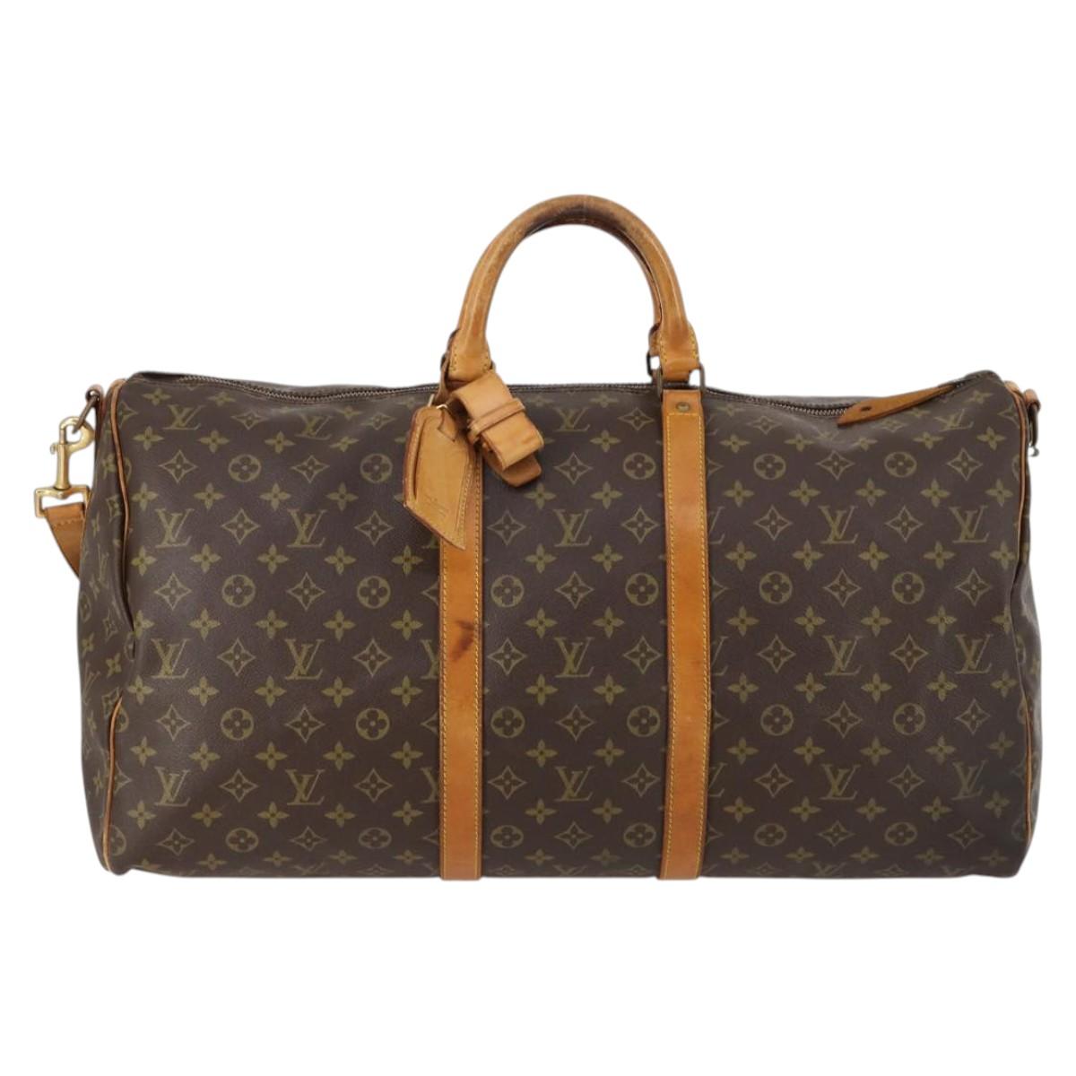 LOUIS VUITTON Monogram Keepall Bandouliere 55 Boston Bag M41414 LV Auth BA5906