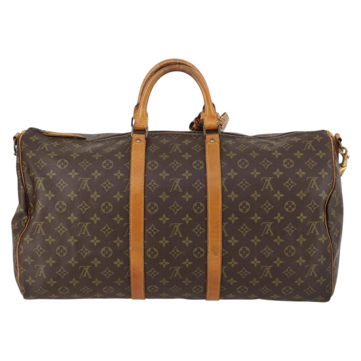 LOUIS VUITTON Monogram Keepall Bandouliere 55 Boston Bag M41414 LV Auth BA5906