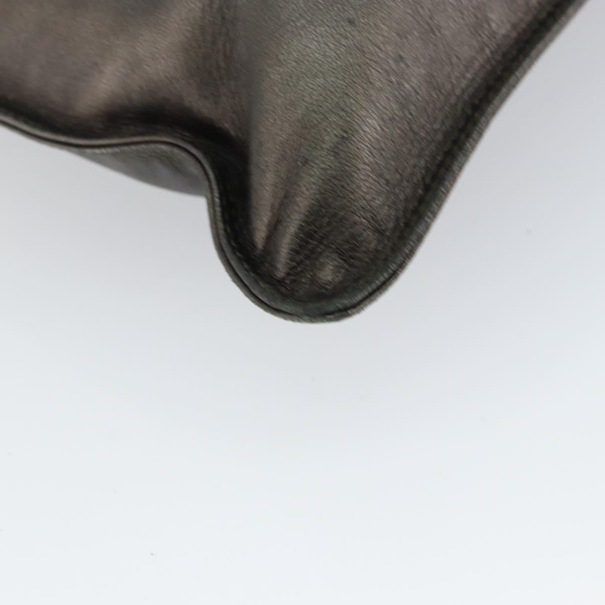 CHANEL Shoulder Bag Leather Silver CC Auth BA5922