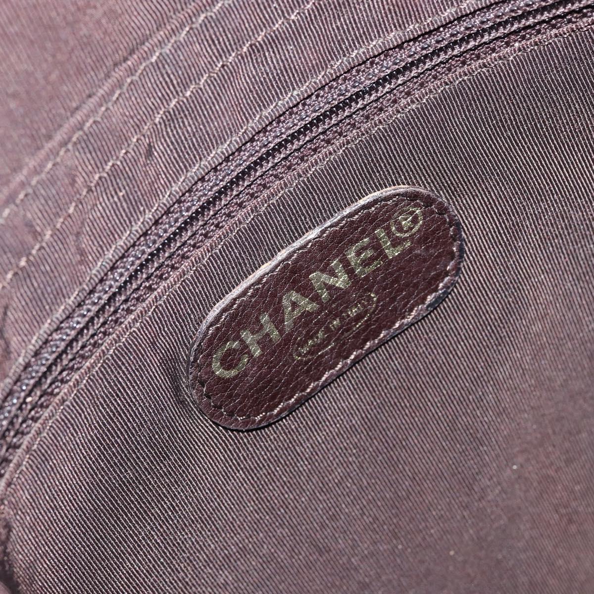 CHANEL Shoulder Bag Leather Silver CC Auth BA5922