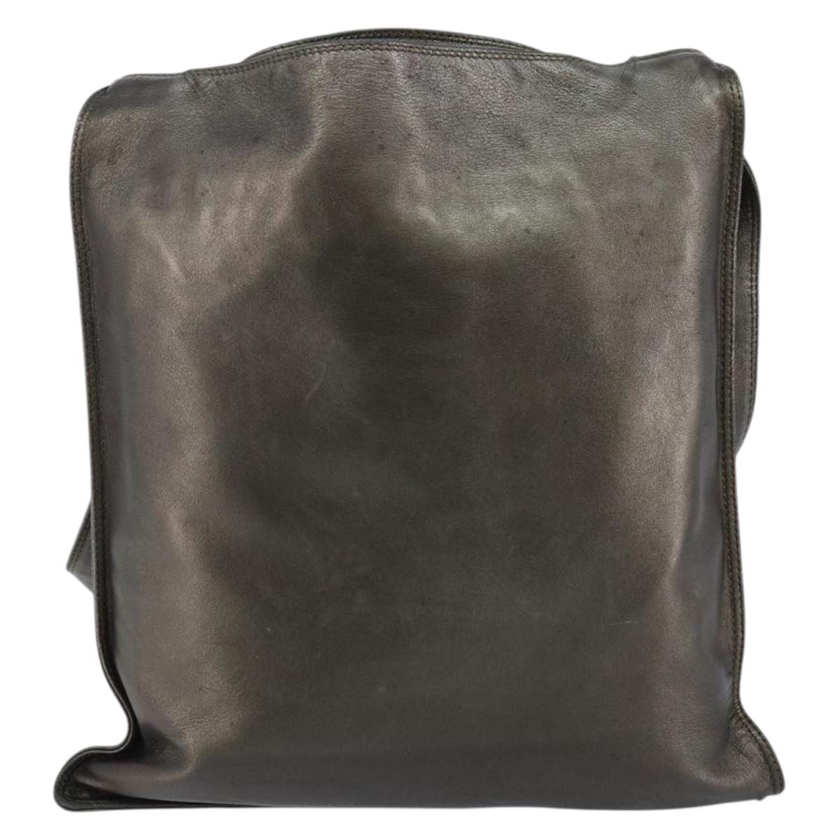 CHANEL Shoulder Bag Leather Silver CC Auth BA5922