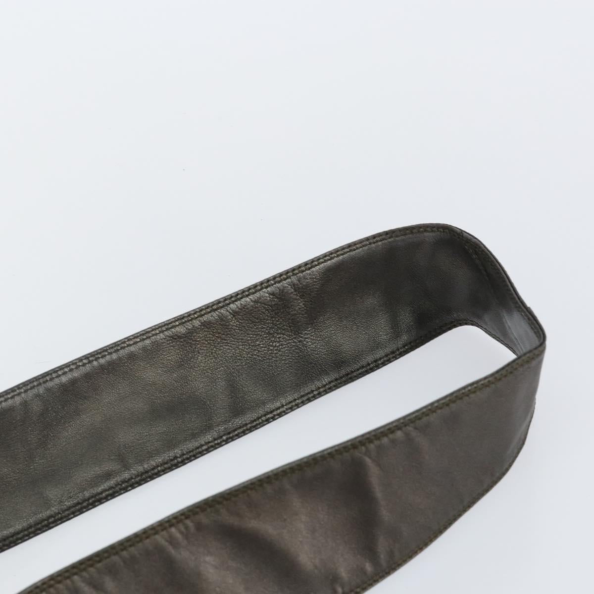 CHANEL Shoulder Bag Leather Silver CC Auth BA5922