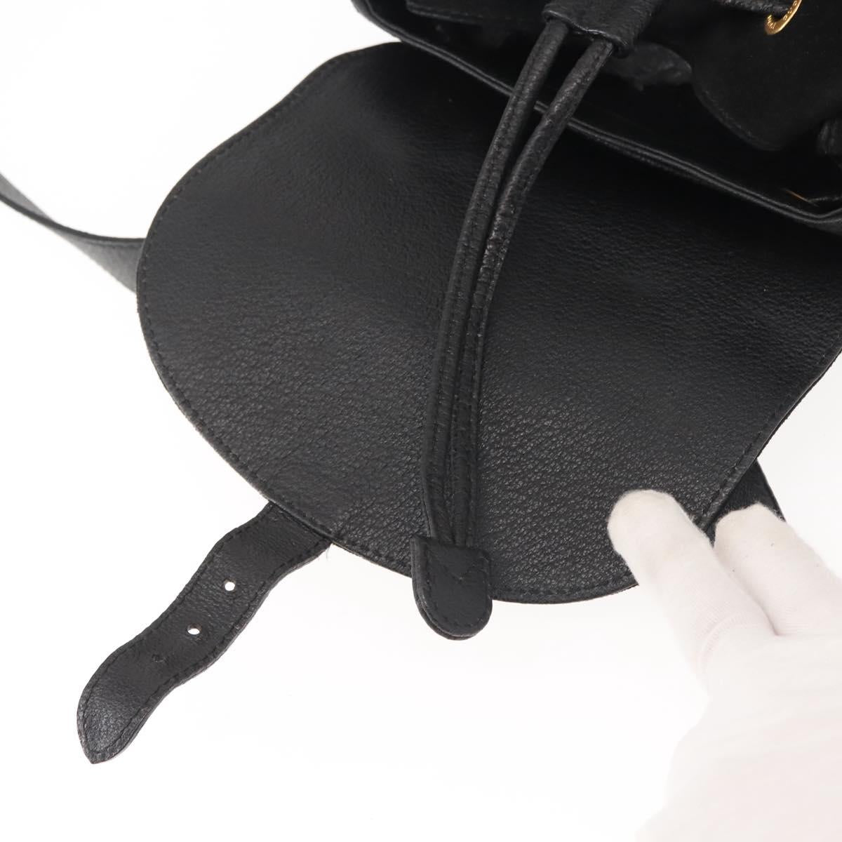 GUCCI Bamboo Backpack Suede Black Gold 003 2058 016 Auth BA5937