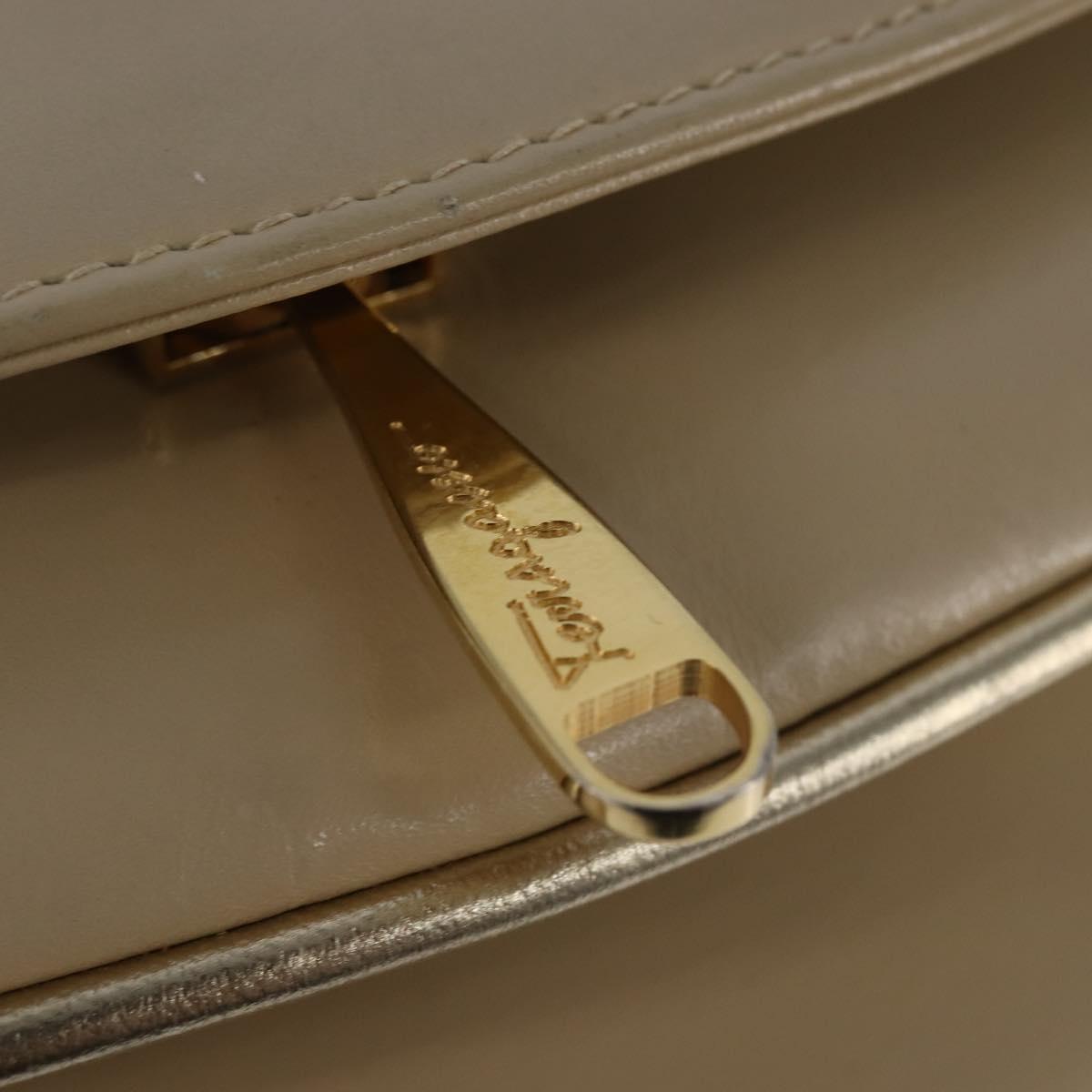 Salvatore Ferragamo Shoulder Bag Leather Beige Gold Auth BA5940