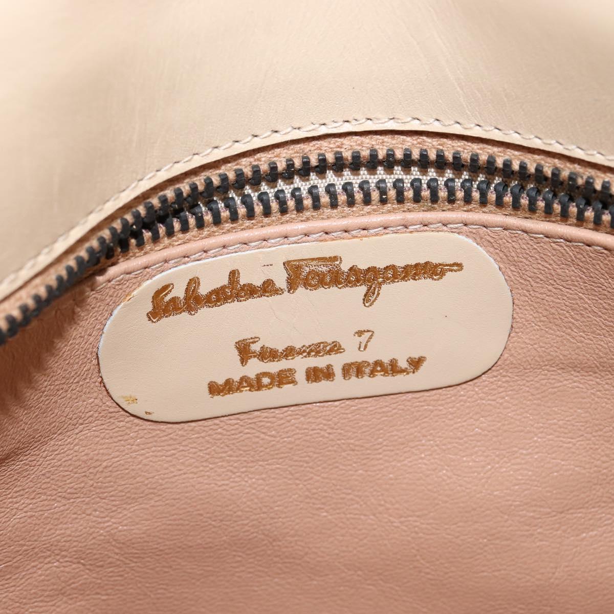 Salvatore Ferragamo Shoulder Bag Leather Beige Gold Auth BA5940