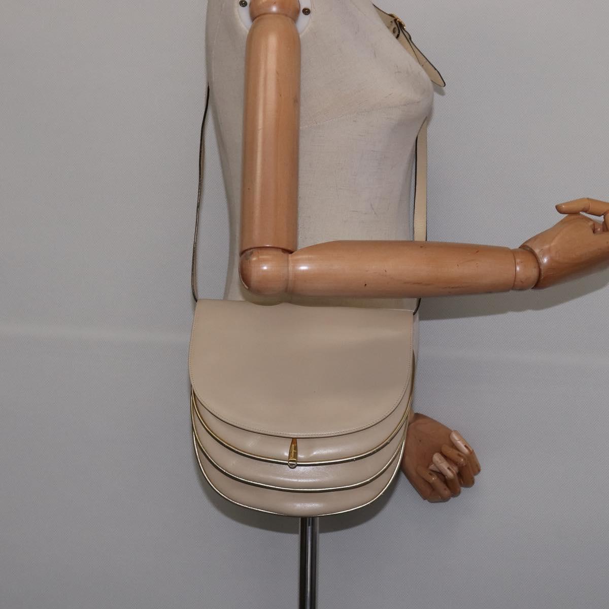 Salvatore Ferragamo Shoulder Bag Leather Beige Gold Auth BA5940