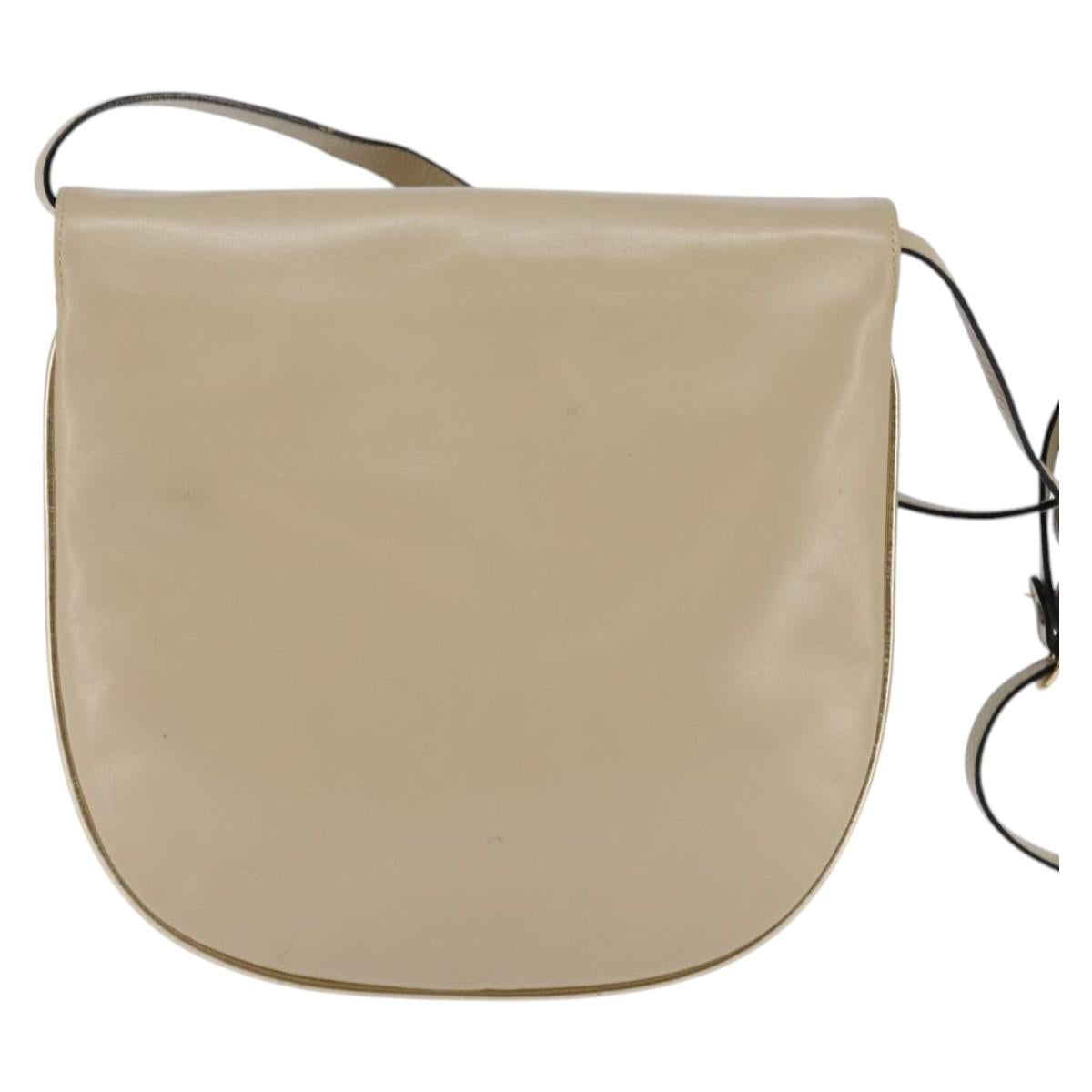 Salvatore Ferragamo Shoulder Bag Leather Beige Gold Auth BA5940