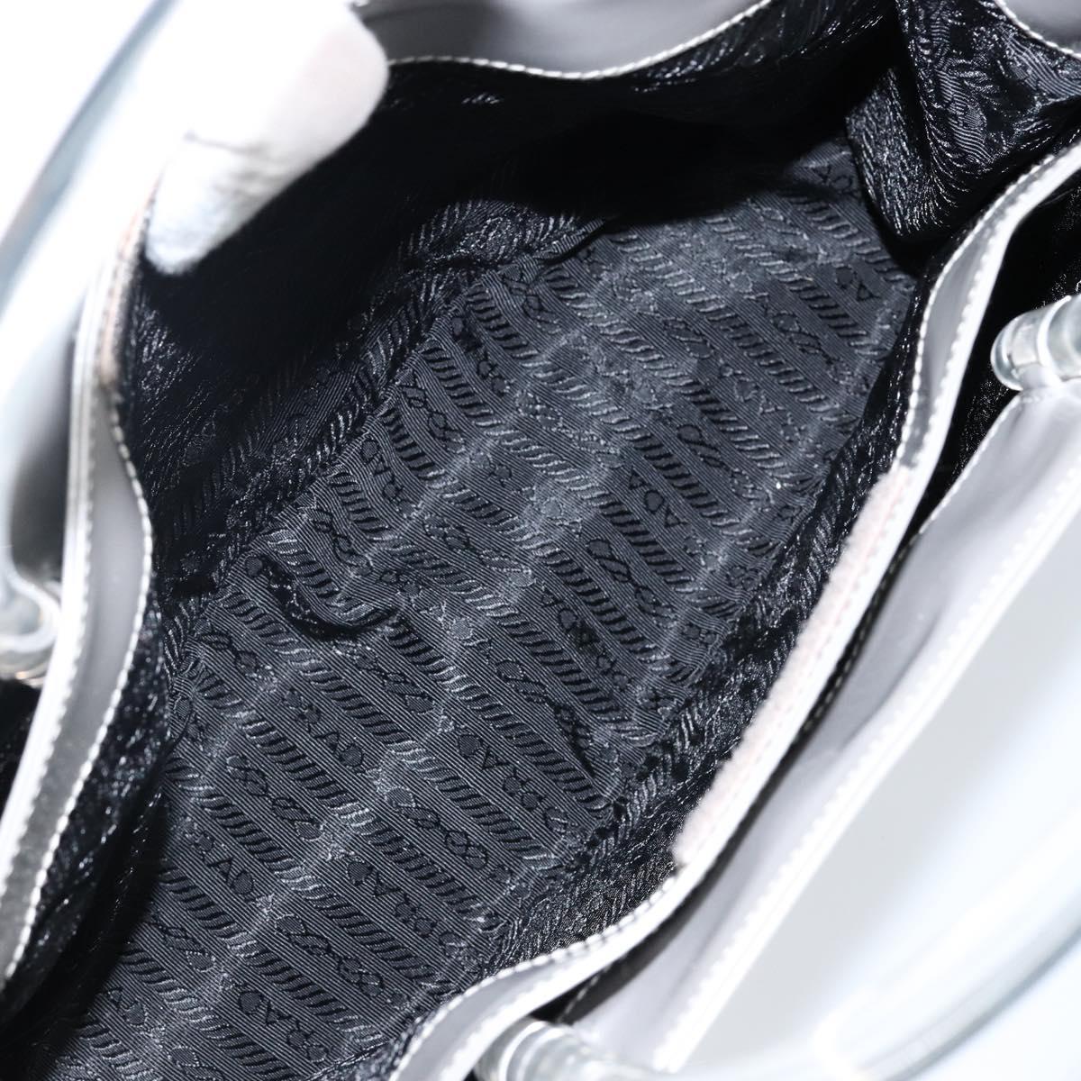 PRADA Hand Bag Enamel Gray Silver Auth BA5946