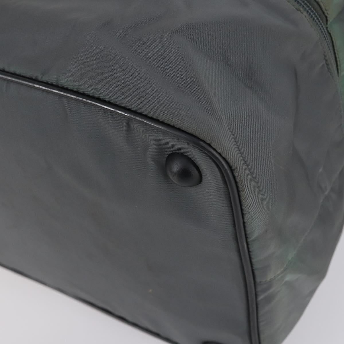 PRADA Sports Boston Bag Nylon Gray Silver Auth BA5947