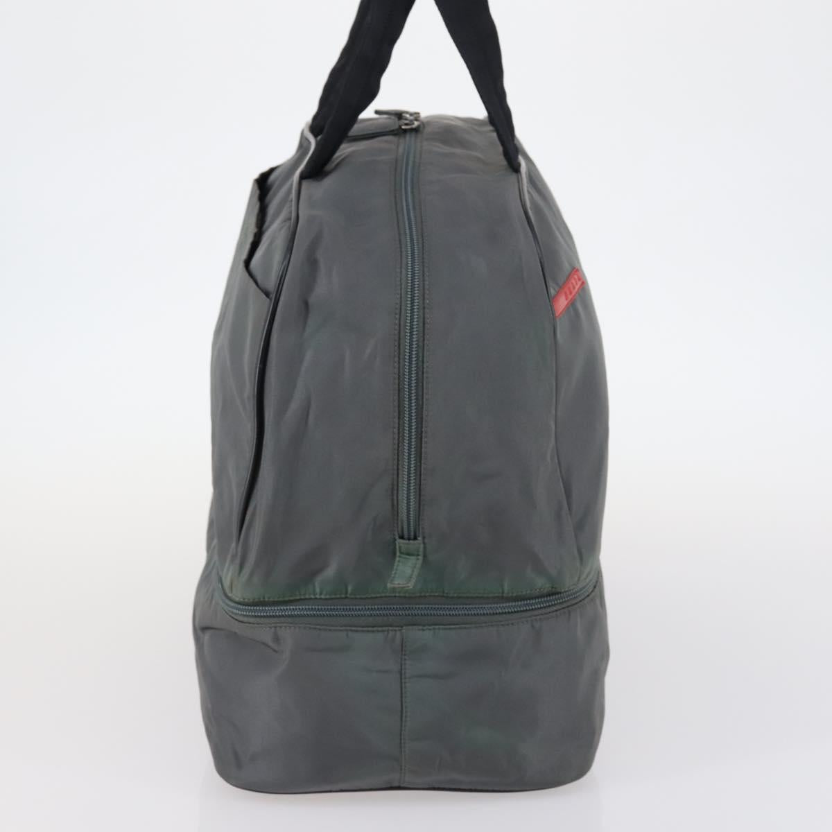 PRADA Sports Boston Bag Nylon Gray Silver Auth BA5947