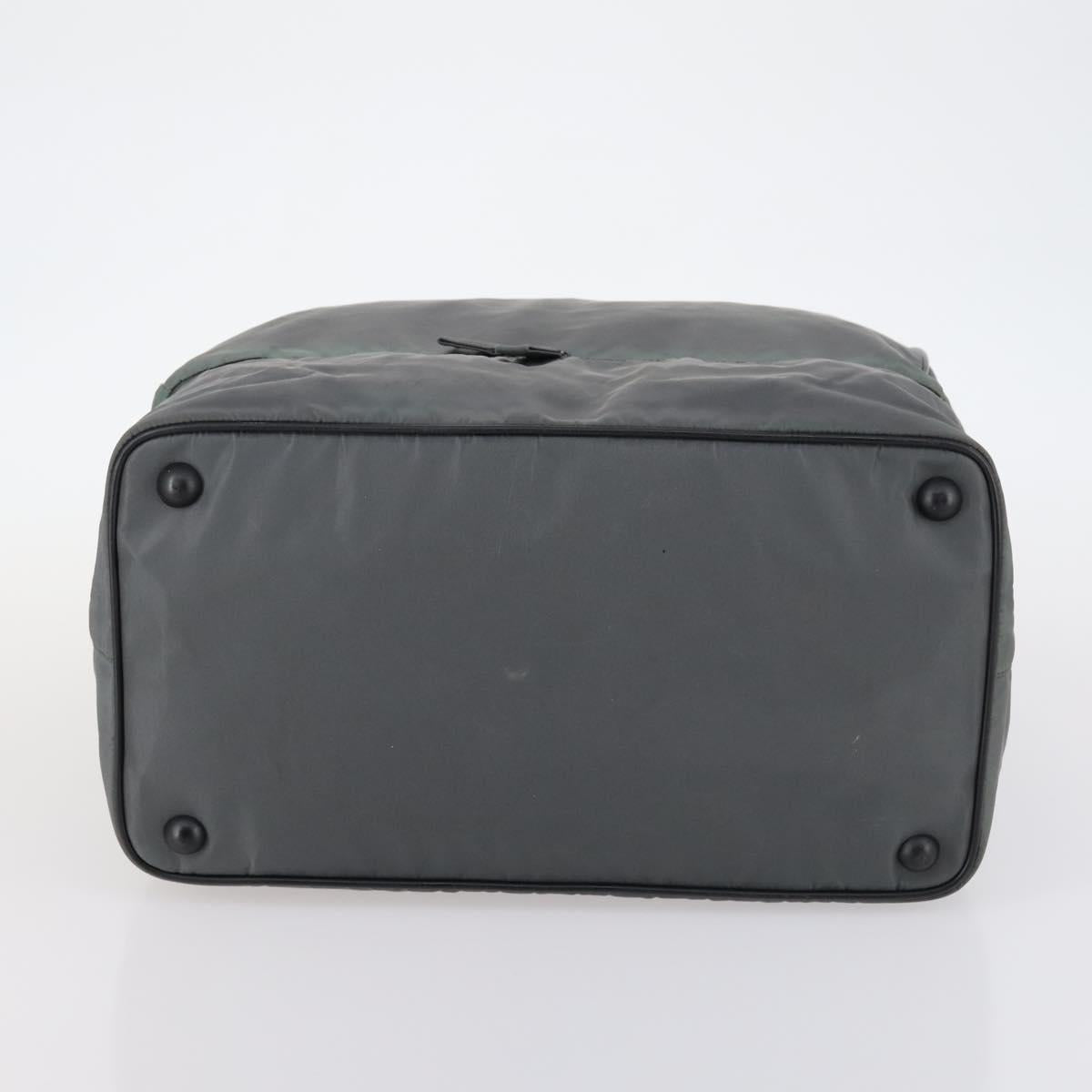 PRADA Sports Boston Bag Nylon Gray Silver Auth BA5947