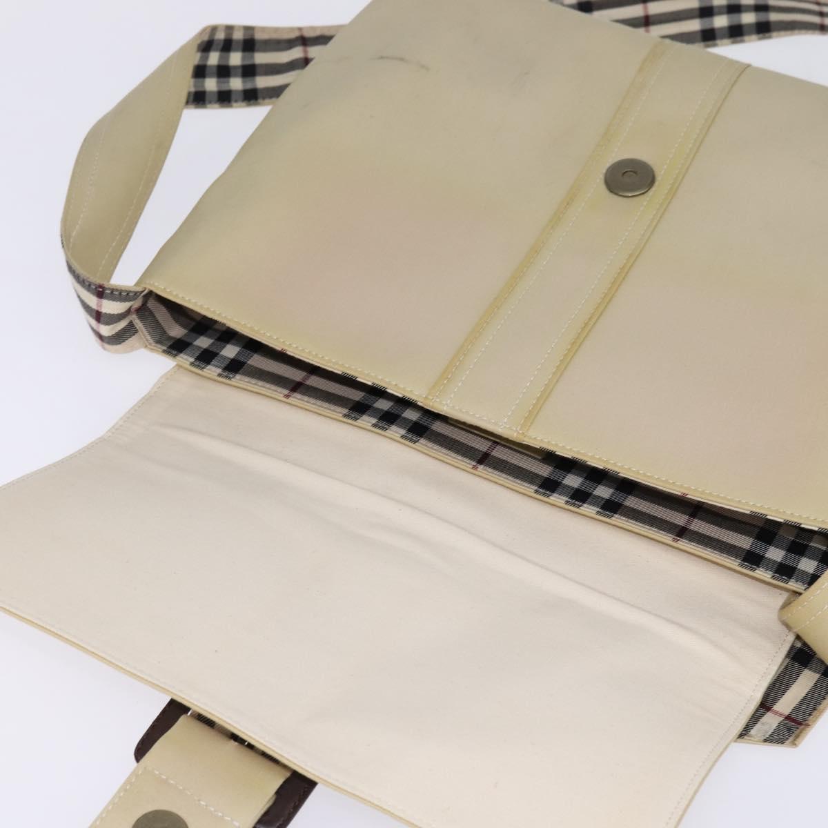 BURBERRY Shoulder Bag Canvas Beige Auth BA5950