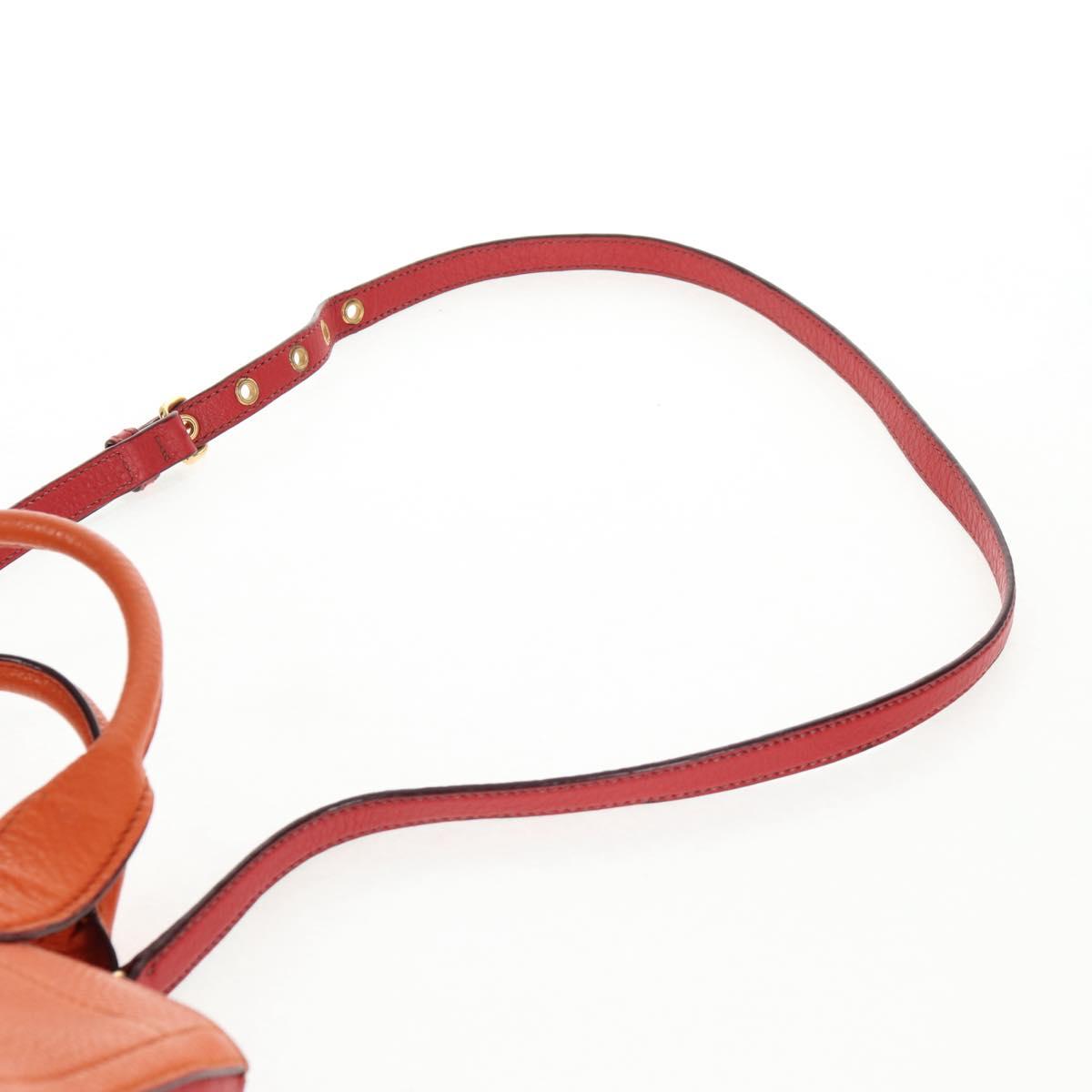 Miu Miu Madras Hand Bag Leather 2way Orange Gold Auth BA5951V
