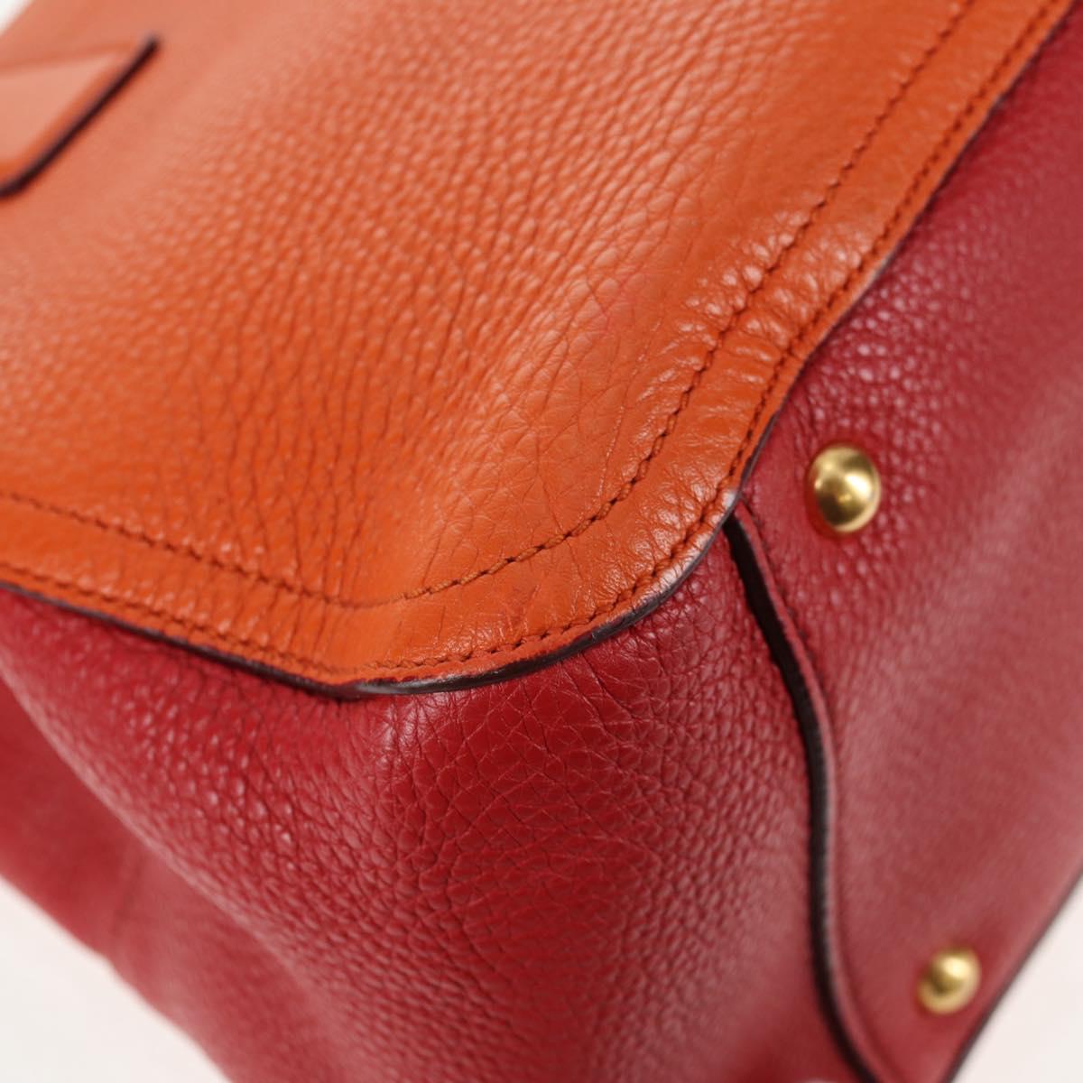Miu Miu Madras Hand Bag Leather 2way Orange Gold Auth BA5951V