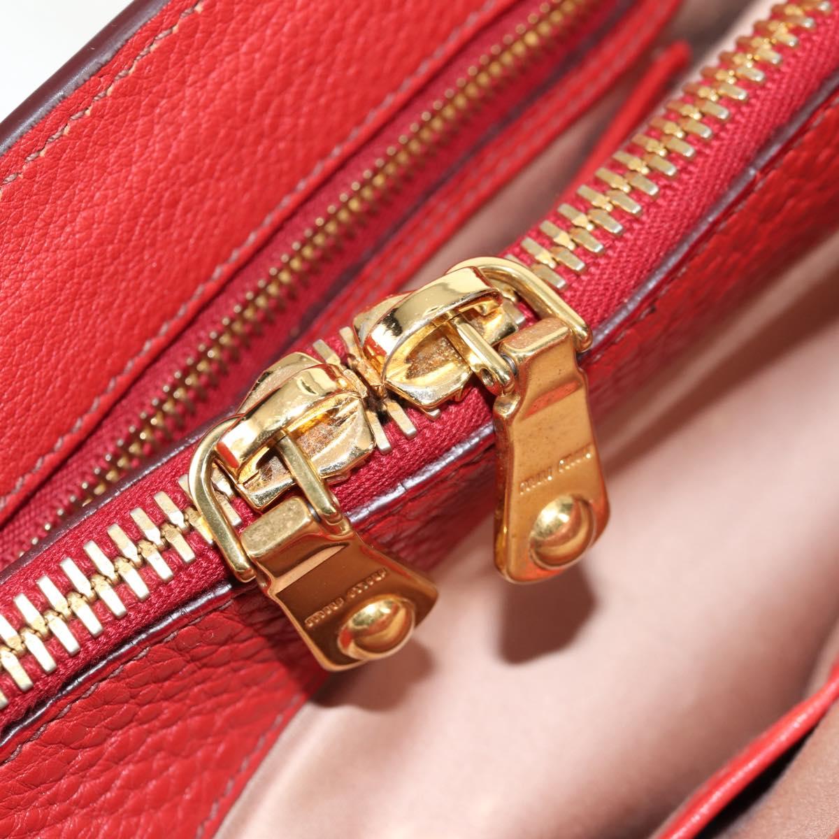 Miu Miu Madras Hand Bag Leather 2way Orange Gold Auth BA5951V