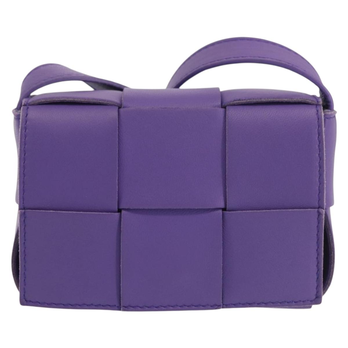 BOTTEGA VENETA MAXI INTRECCIATO Candy Cassette Bag Leather Purple Auth BA5953