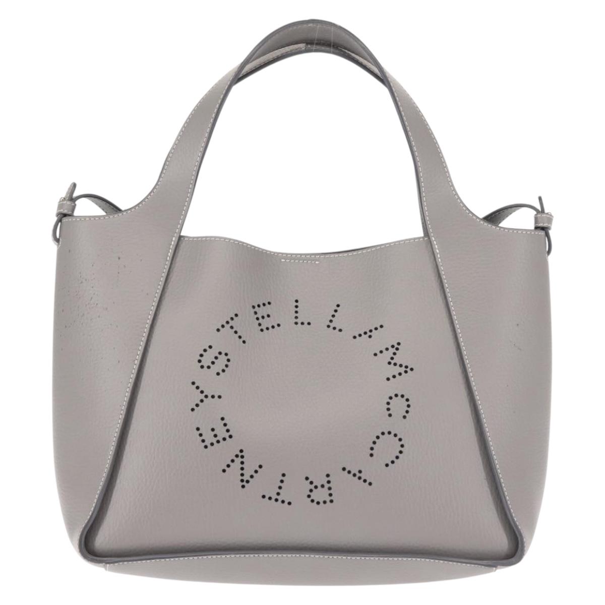 Stella MacCartney Hand Bag Leather 2way Gray Silver Auth BA5955